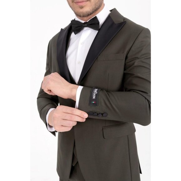 Derman Green Satin Collar 3 Piece Tuxedo - Picture 6 of 6